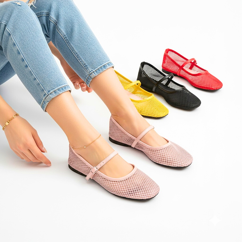 R&A375 Flat Semi-Rounded Toe Net Upper Buckle Strap Fastening Cushion ...