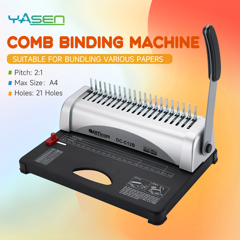 Officom OC-C12B A4 21-Hole Comb Binder - 12-Sheet Punch for Reports ...