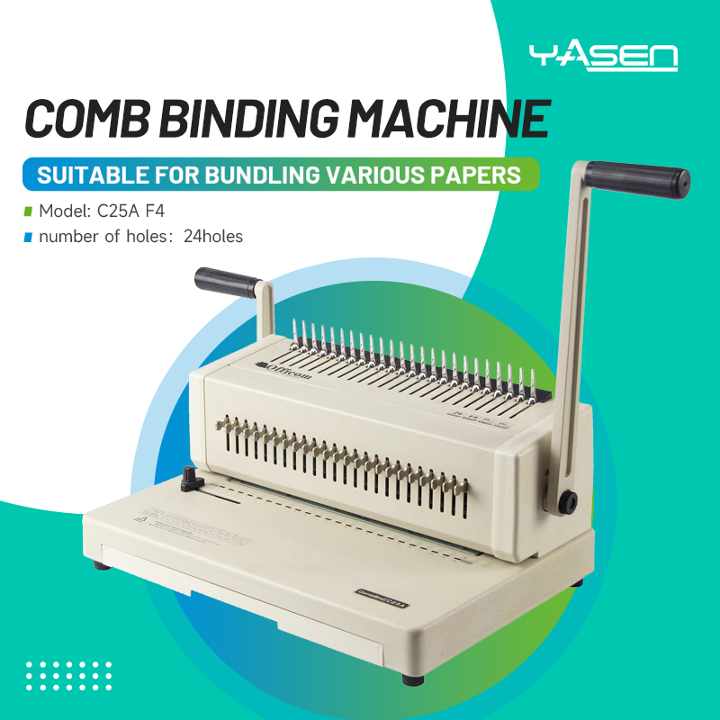 Officom C25A F4 24-Hole Comb Binding Machine - 25-Sheet Punch for ...