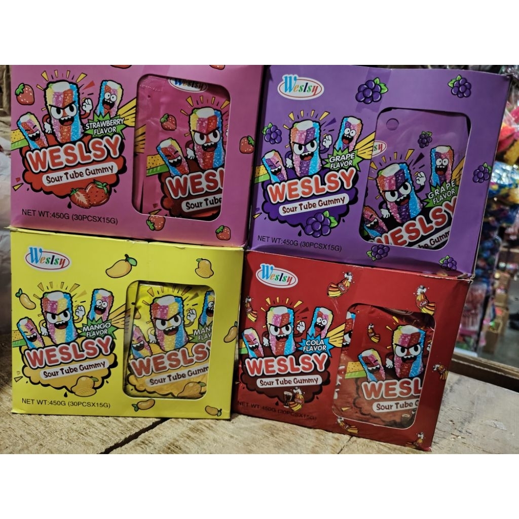 Weslsy sour tube Gummy in a box15g/pc| Lootbag Filler, Paninda, Party ...