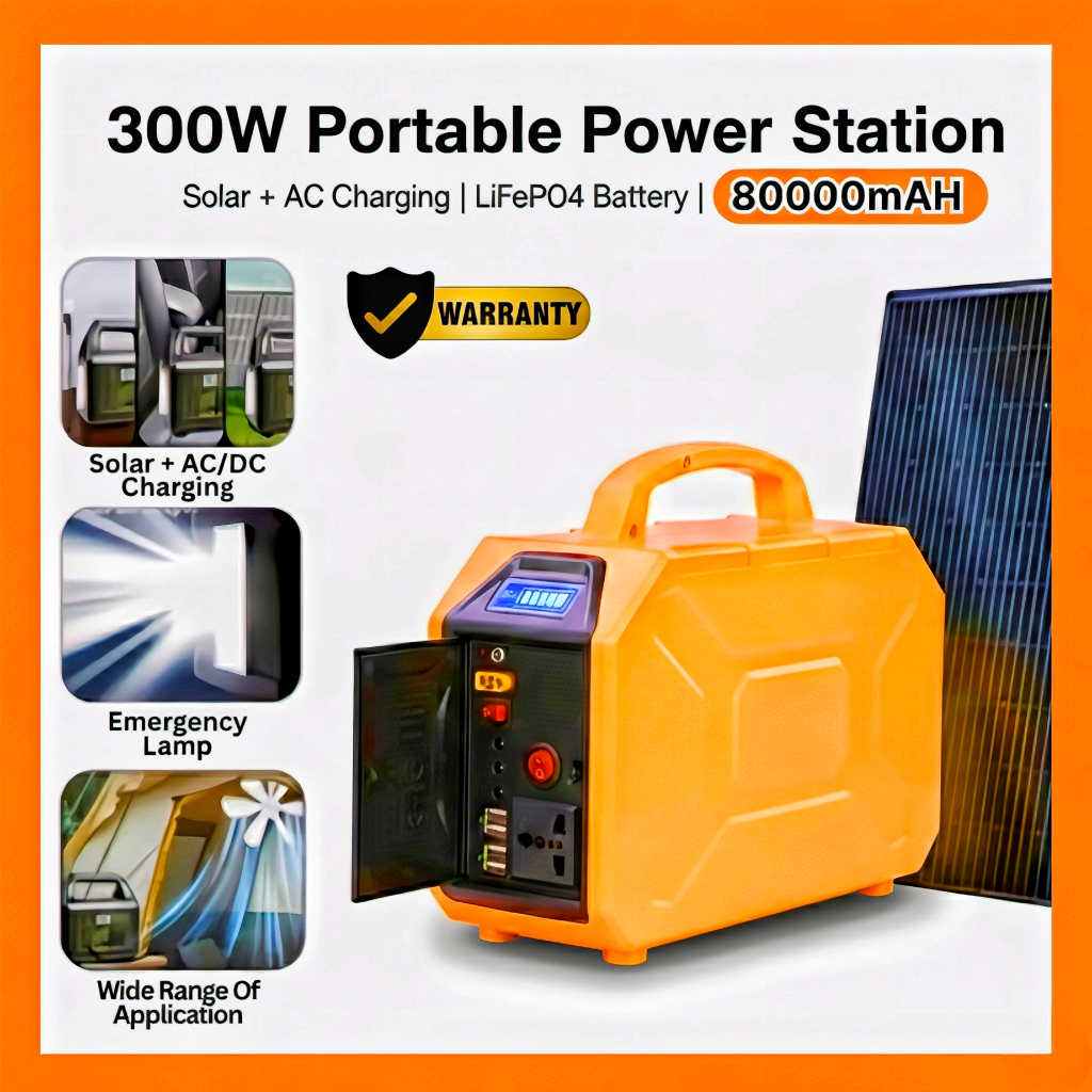 300W Portable Solar Generator 80000mAh | Emergency Power Station for ...