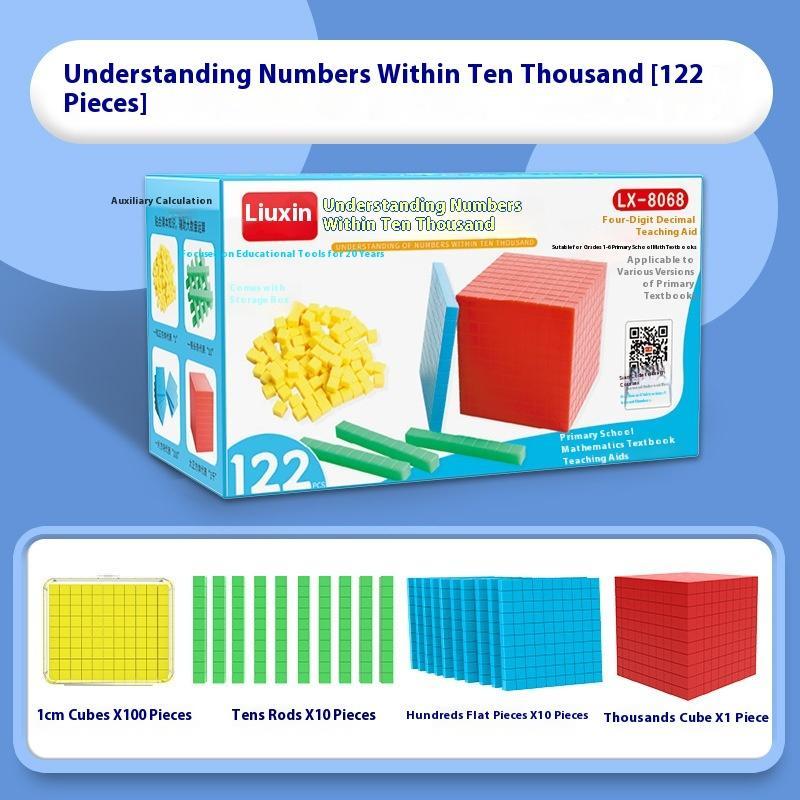 1 Set Kids Math Plaything Ten Hundred Thousand Blocks Complete Kit Math ...