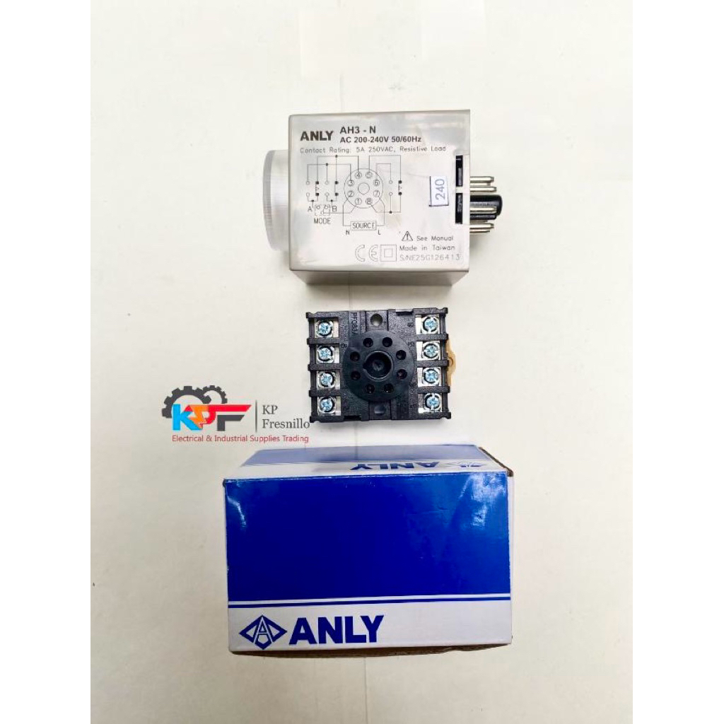 ANLY AH3-N / AH3-NB Timer Relay with Base Socket | AC 200–240V 50/60Hz ...