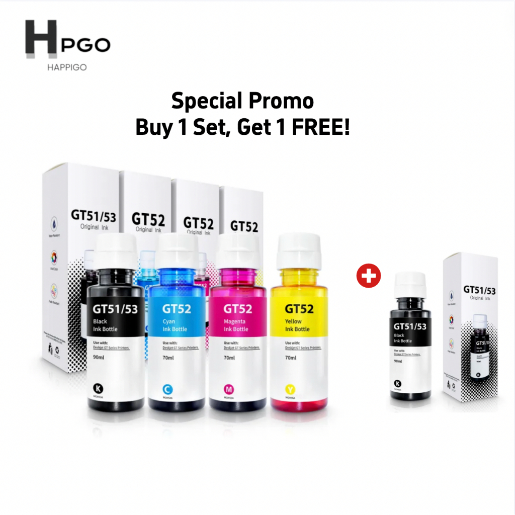 BUY 4 TAKE 1 FREE! HP GT51/GT52/GT53 Ink Refill Set for HP Ink Tank ...