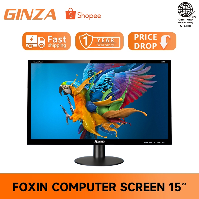 GINZA 15 Inch LED Computer Monitor Energy Efficient LCD Screen Computer ...