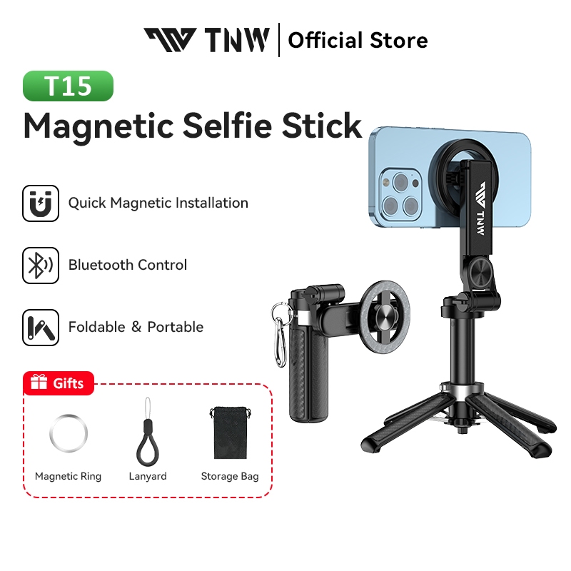 TNW T15 Magnetic Selfie Stick Magsafe Mini Tripod Foldable Phone Holder ...