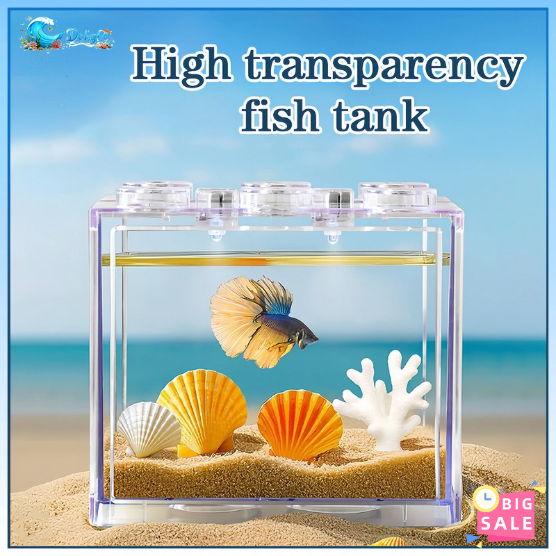 Mini Aquarium Betta fish Fighting Cylinder Building block fish tank ...