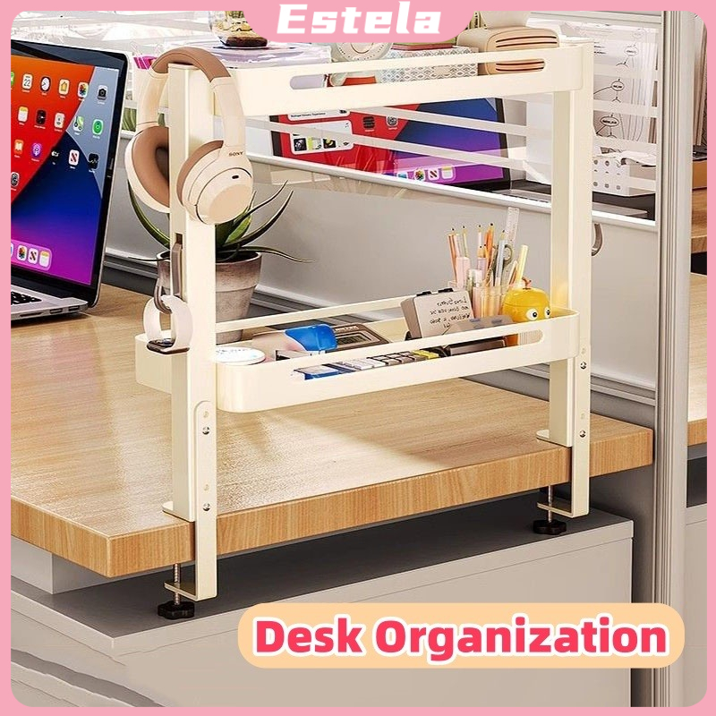 2 Tier Desktop Storage Rack Office Storage Display Rack Desk Bookshelf ...