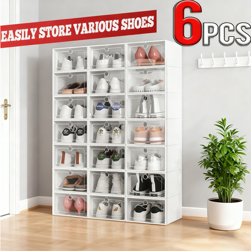 6PCS Large Colorful Shoe Boxes Household Dust Proof Storage Drawers ...