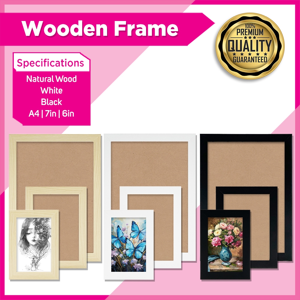 Affordable Wooden Frame white | Black | Natural | | Shopee Philippines