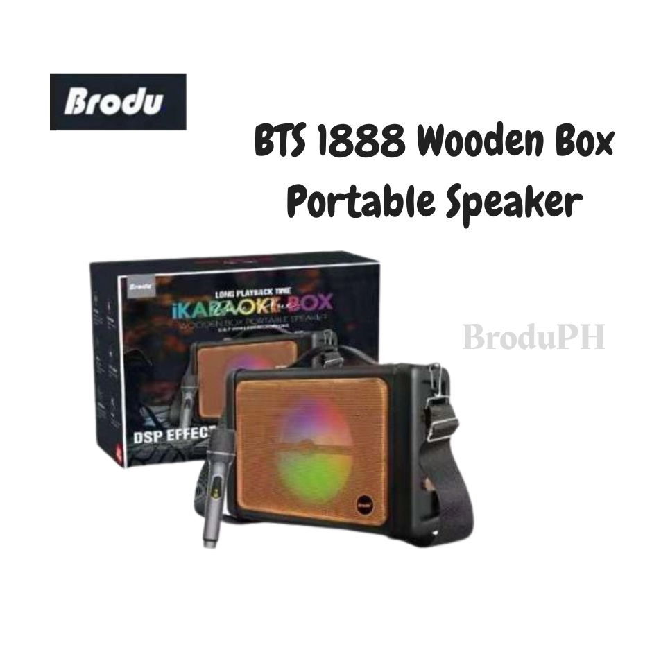 ORIGINAL BTS-1888 BRODU Wooden Box Portable Speaker 6.5 inch RGB Light ...