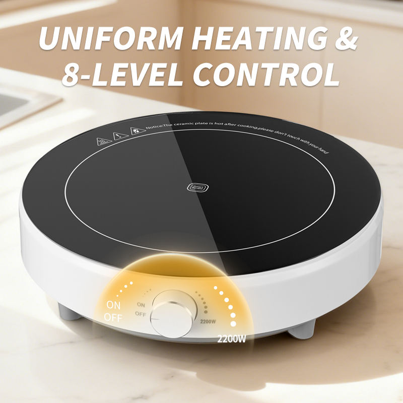 2200W High Power Round Induction Cooker|Fast Cooking,Easy Knob Control ...