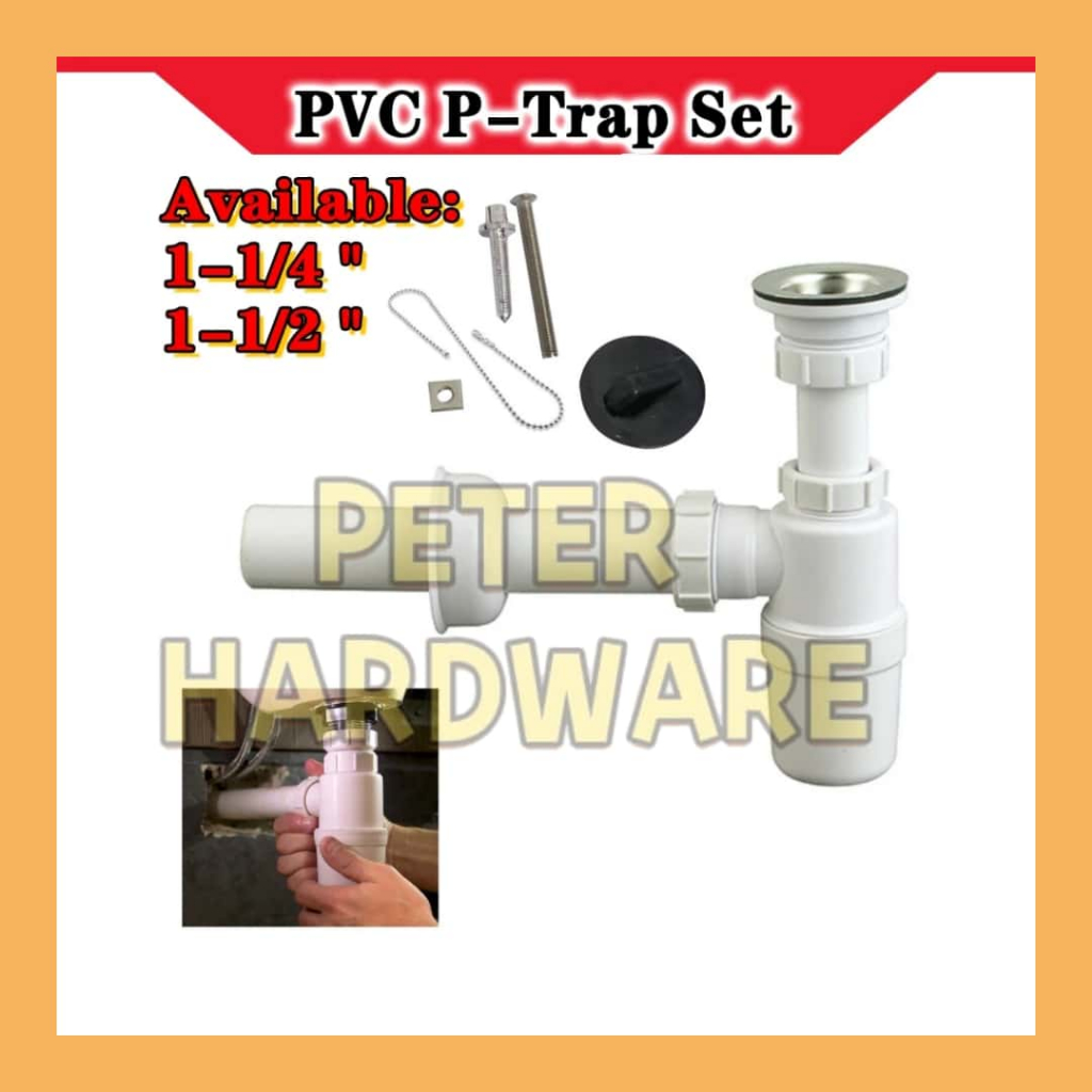 PVC P-Trap Set For Lavatory Plastic P-Trap For Kitchen Sink | Shopee ...