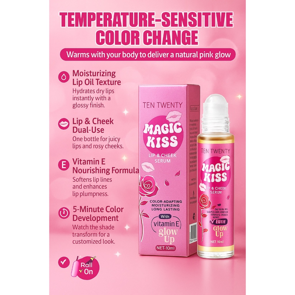 Magic Kiss Color-Changing Lip Oil 10ml – Temp-Sensitive, Moisturizing ...