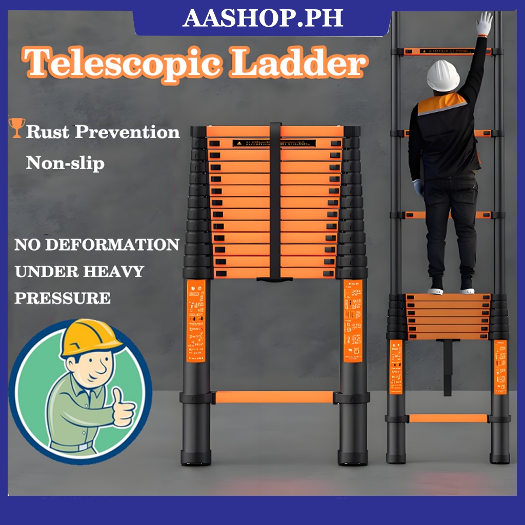 Telescopic Ladder Foldable Aluminum Heavy Duty Home Step Ladder Anti ...