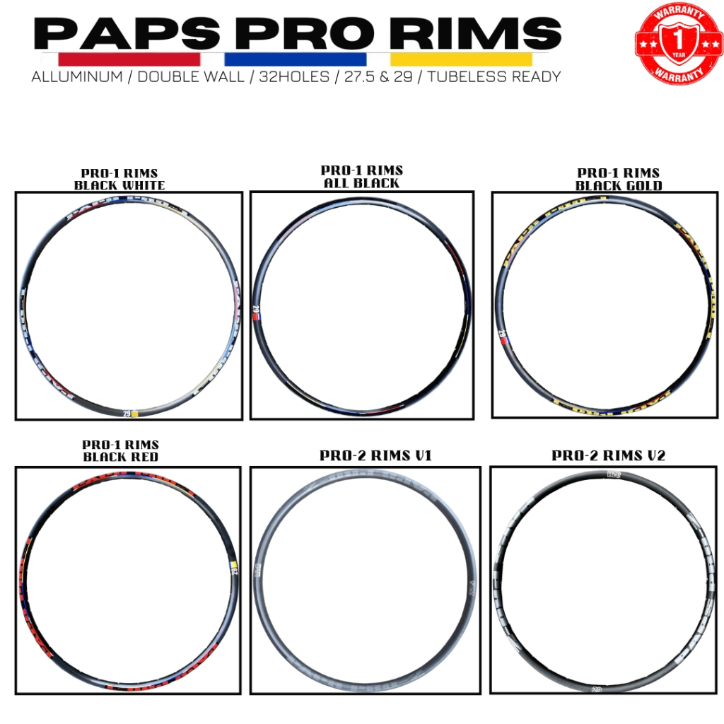 PAPS PRO 1 & PAPS PRO 2 RIMS TUBELESS READY FOR MTB | Shopee Philippines