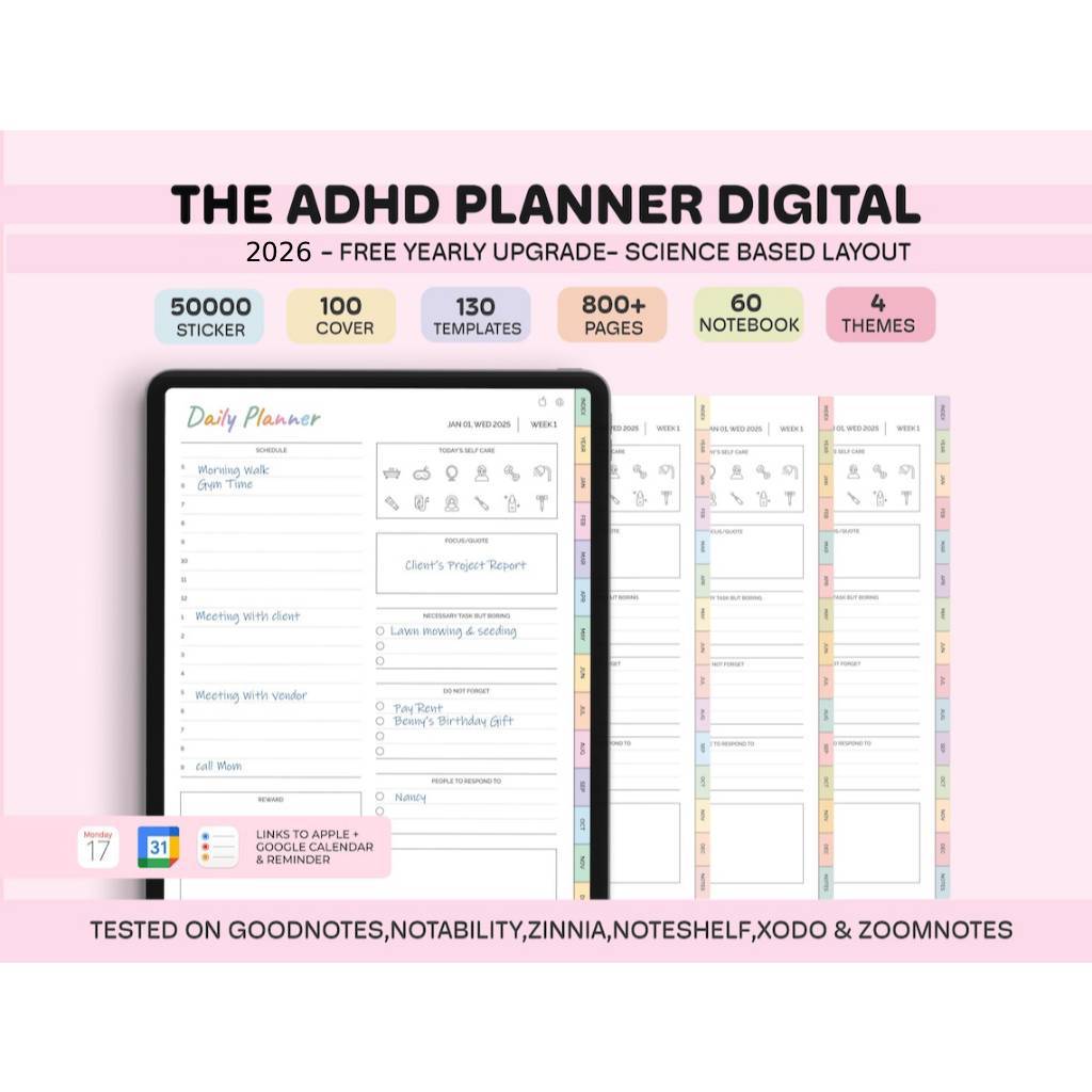 2026 Digital Planner, ADHD Digital Planner, ADHD Digital Planner, Self ...