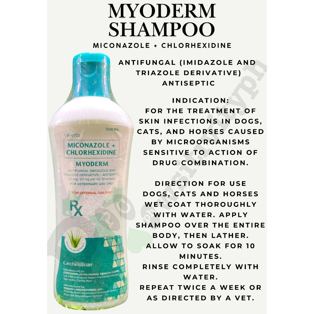 Myoderm Antibacterial/Antifungal 200ml Medicated Dog & Cat Shampoo ...
