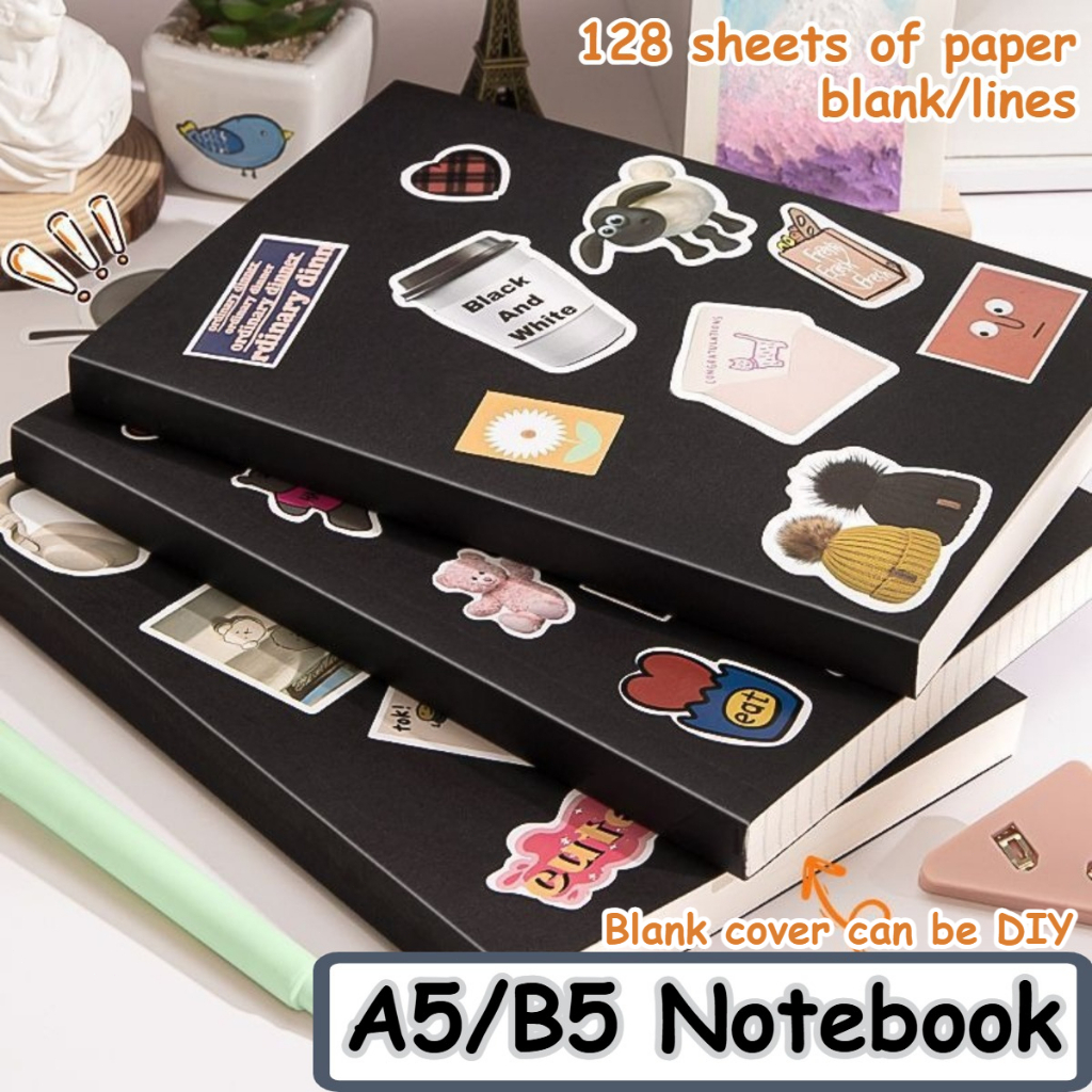 2PCS A5/B5 Notebook with Durable Kraft Cover 128 Sheets Blank/Lines ...