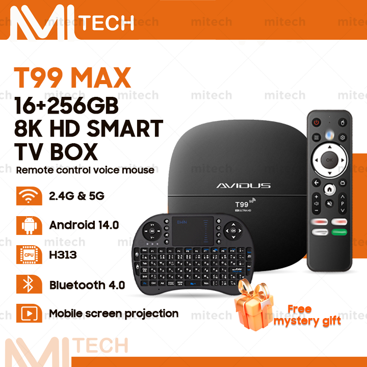 AVIDUS T99 MAX 8K HD 16+256GB Smart TV Box Dual-WiFi 2.4/5G BT4.0 Voice ...