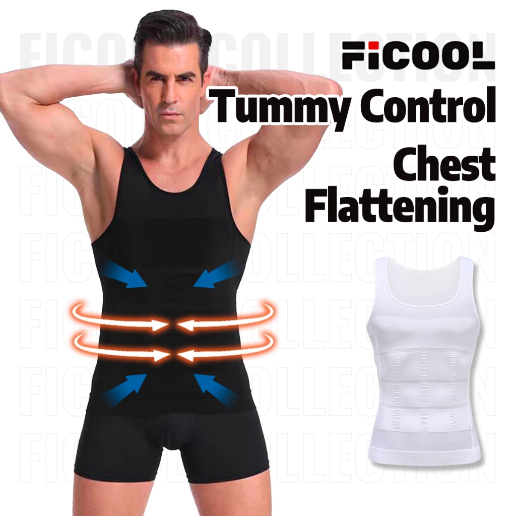 FICOOL Mens Compression Vest Body Shaper Undershirts Gym Sports Singlet ...