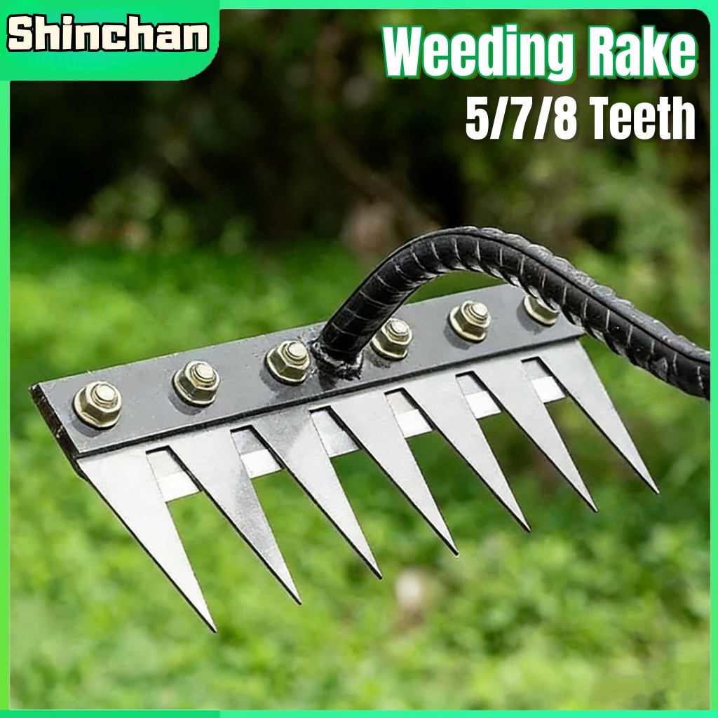 5/7/8-Tooth Weeding Rake - Double Reinforced Garden Tool for Soil ...