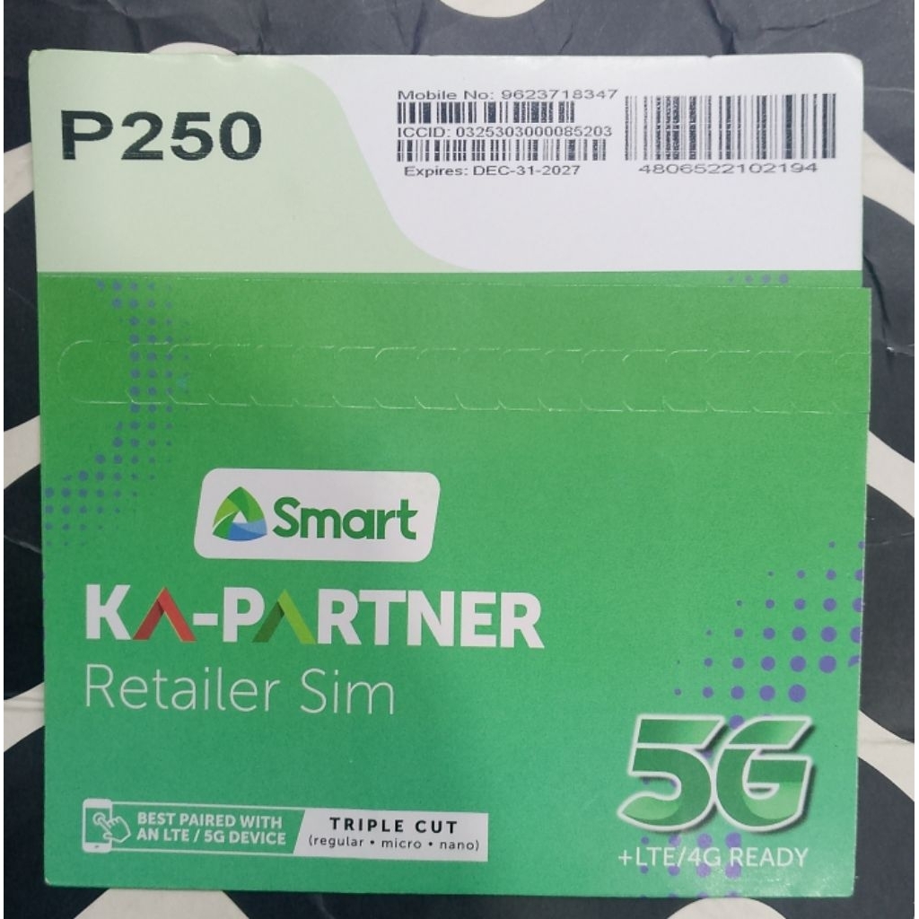 Smart Retailer Sim Card (with P250 load) | Shopee Philippines