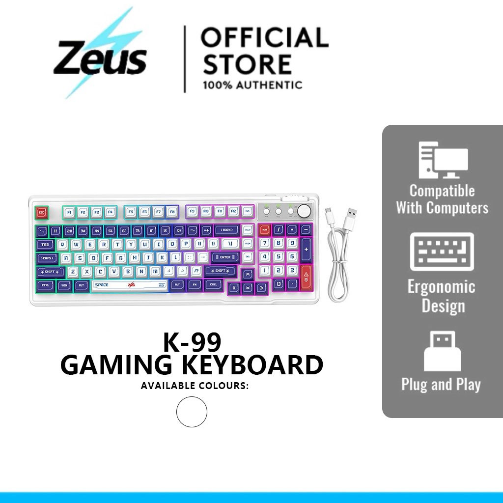 Zeus K-99 98-Key Wired Gaming Keyboard Mecha Gundam Style Mechanical ...