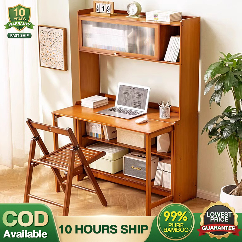 TAHANAN Bamboo Folding Computer Desk Office Table Study Desk Fluted ...