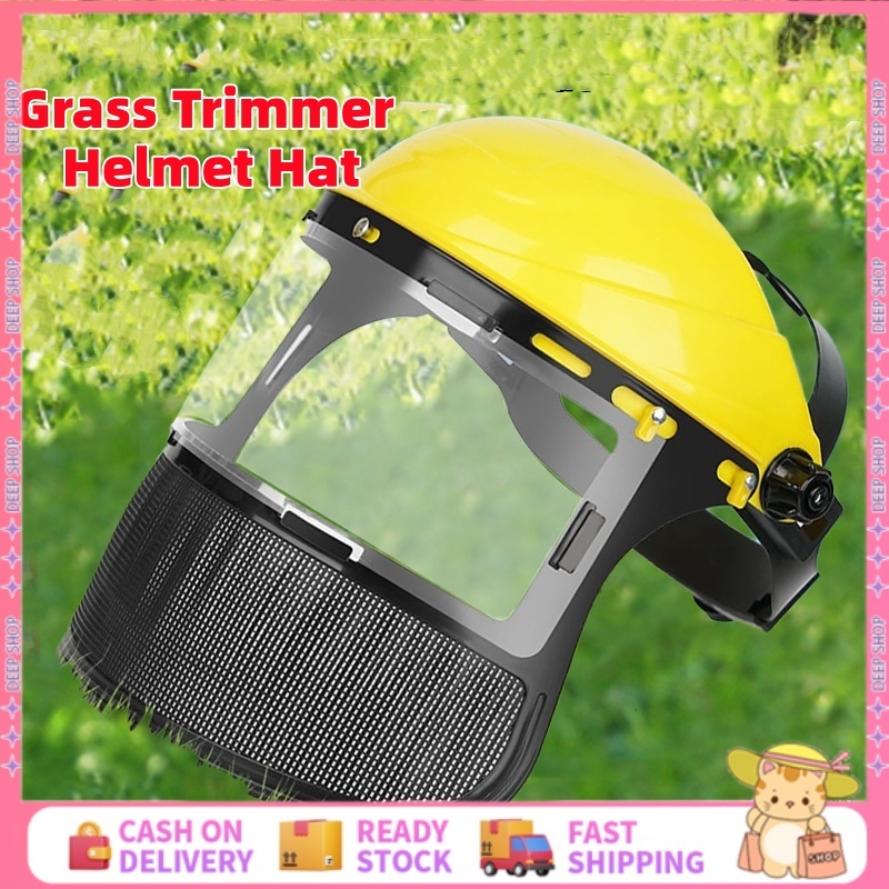 Garden Grass Trimmer Safety Helmet with Full Face Mesh Mask - for Brush ...