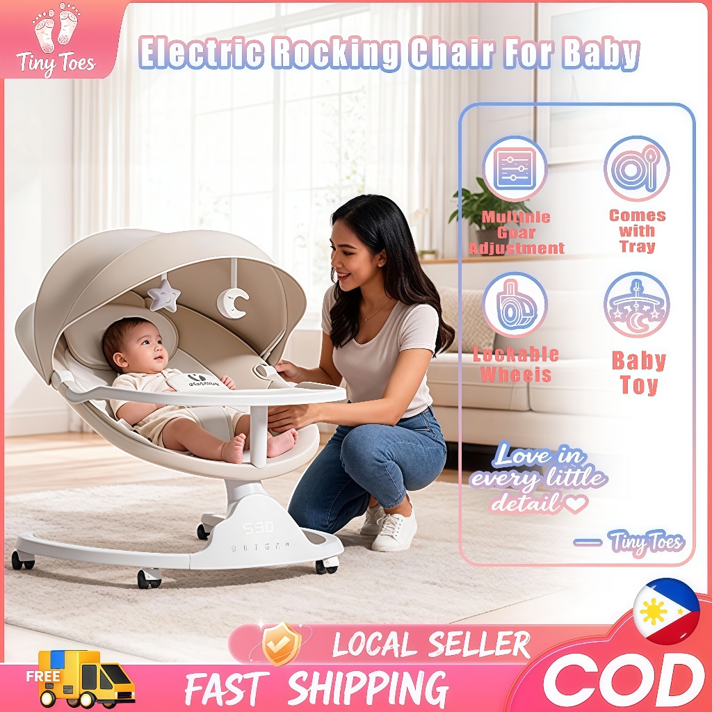 【TinyToes】Electric Rocking Chair For Baby Portable Motorized Swing with ...