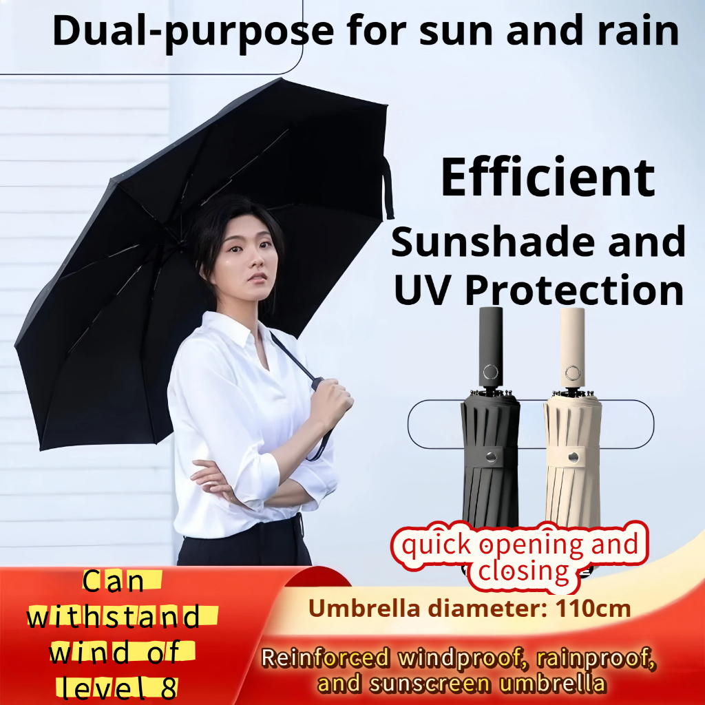 Umbrella folding automatic Windproof Anti-UV Sunscreen Large Umbrella ...