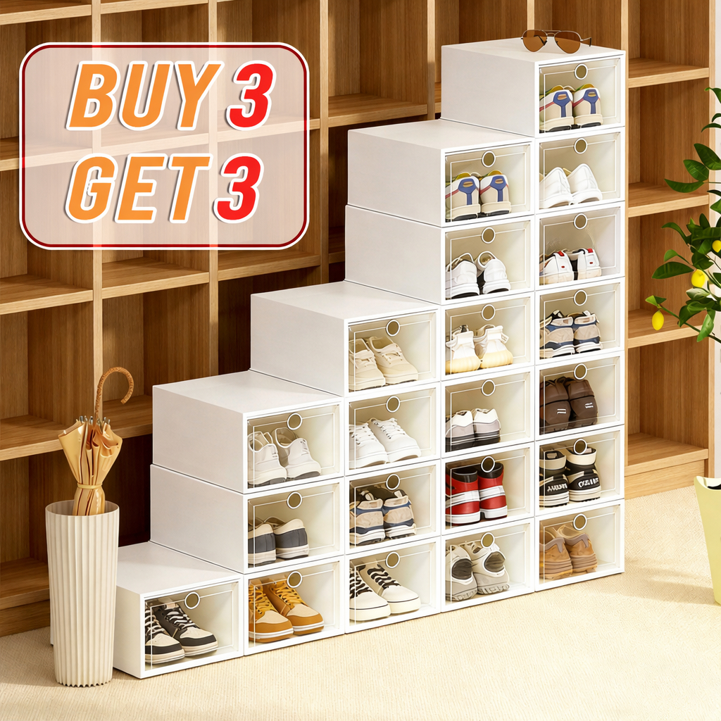 Large Shoe Box Stackable Shoe Rack Organizer Foldable Transparent Shoes ...
