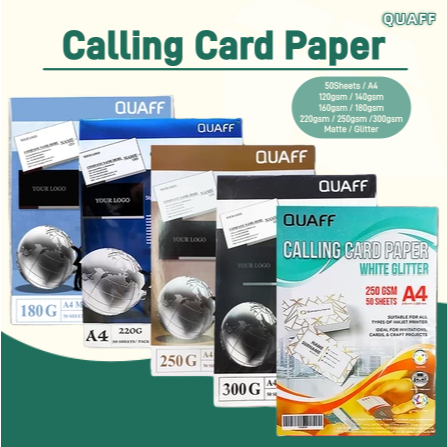 QUAFF Calling Card Paper A4 Size 120gsm - 300gsm (50Sheets/Pack ...