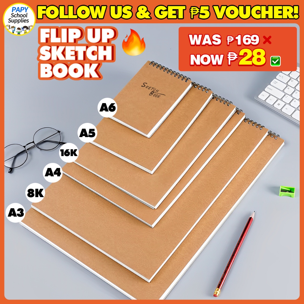 A4/A5 Kraft Blank Sketch Pad Big 8K/16K Double Spring Sketch Book with ...