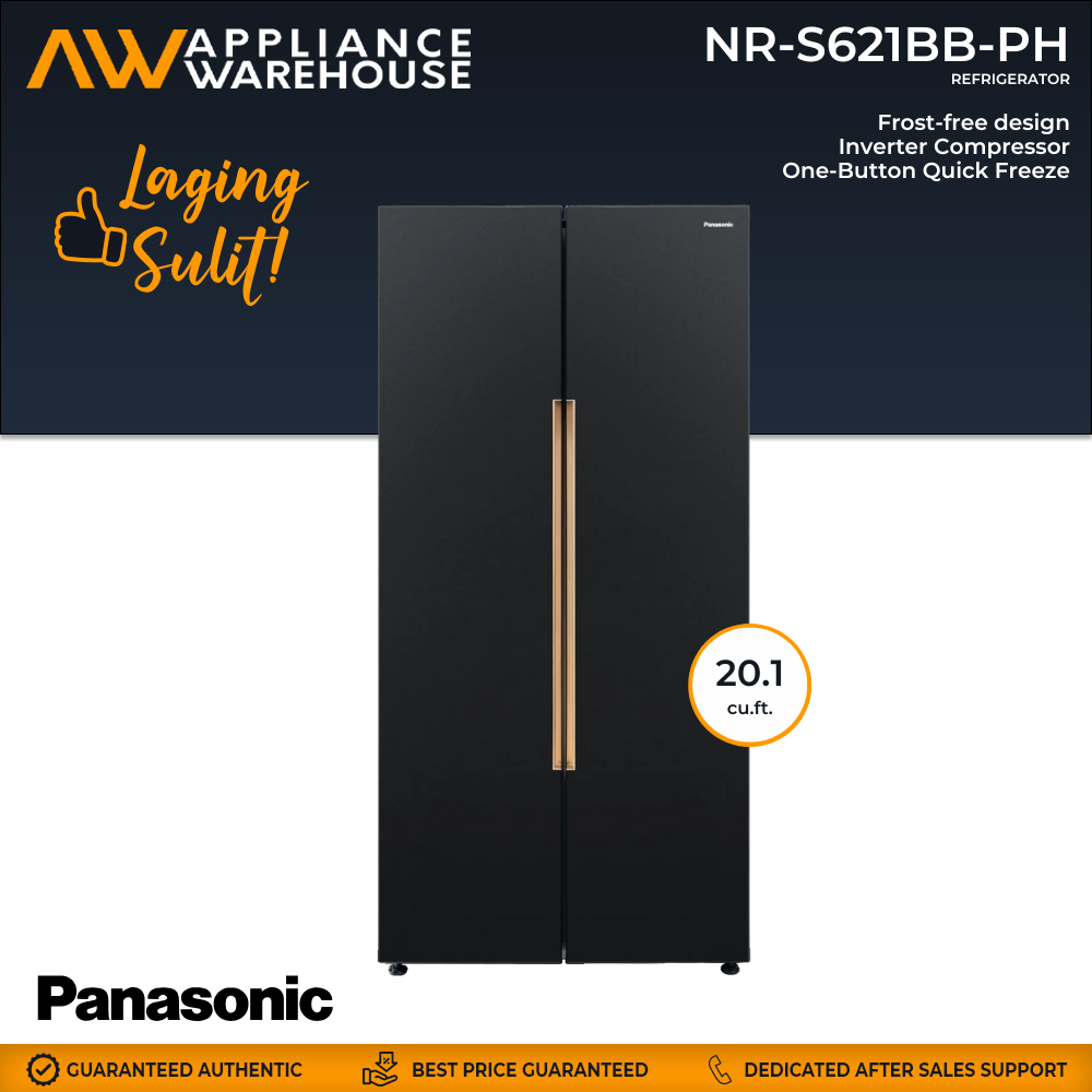 Panasonic NR-S621BB-PH 20.1 cu.ft Large Capacity Side-by-side Inverter ...