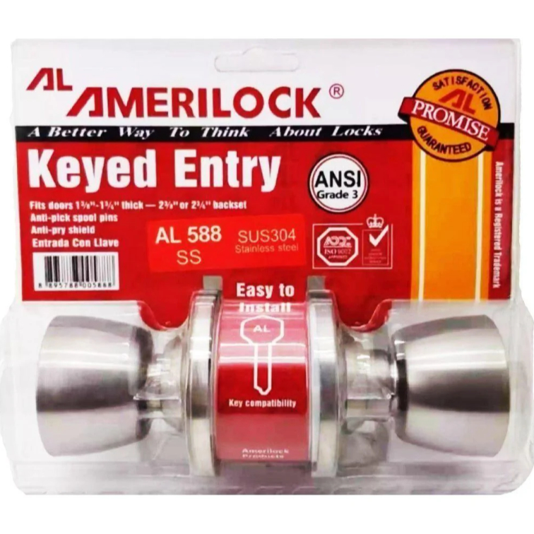 AmeriLock Door Knob Lock Stainless Spherical Door Lock (588 S/S ...