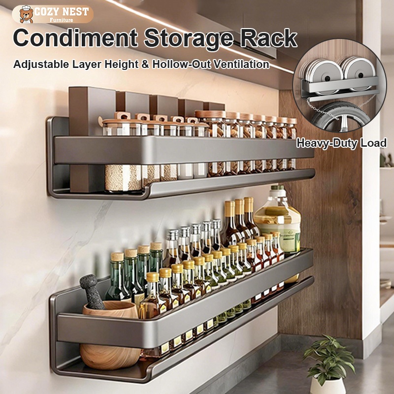 Wall Mounted Kitchen Rack Spice Condiment Organizer Alloy Kitchen ...