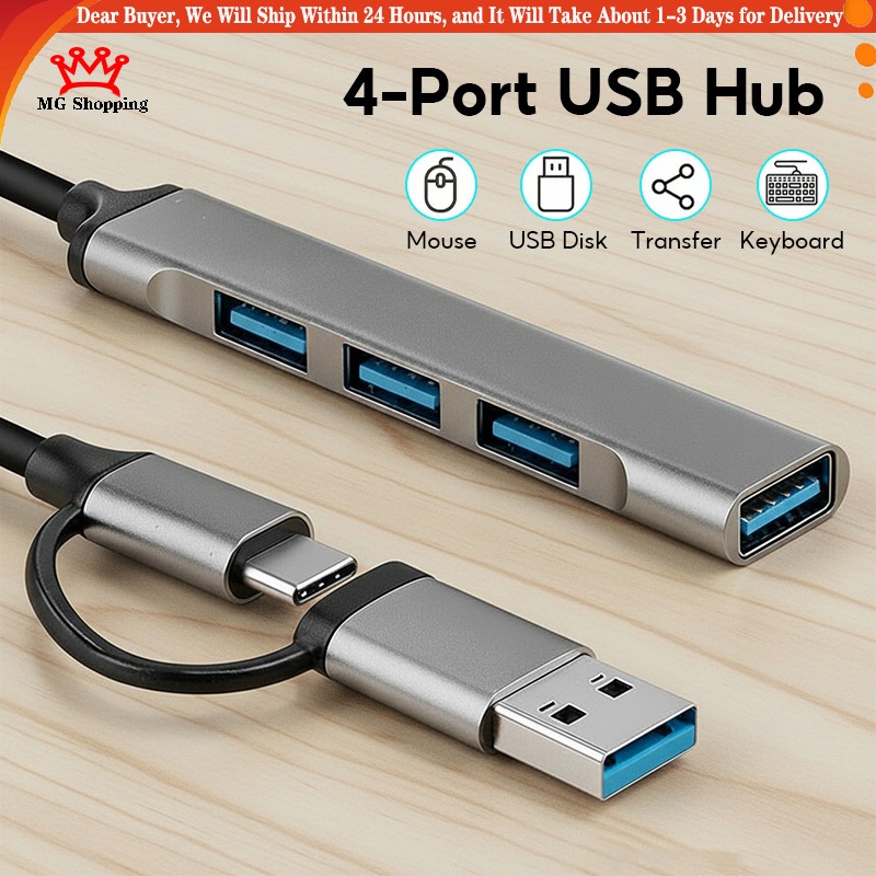 Type C USB Hub Dock 3.0 2.0 4 Port Multi-hub Splitter Adapter OTG ...