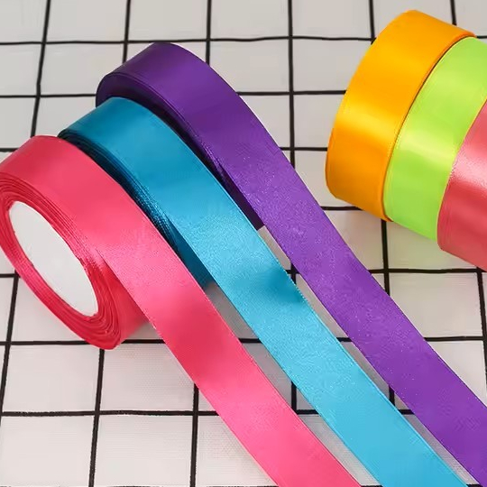 2.5cm 25 Yards Satin Ribbon Boquet Colorful Wired Edge Gift Ribbons ...