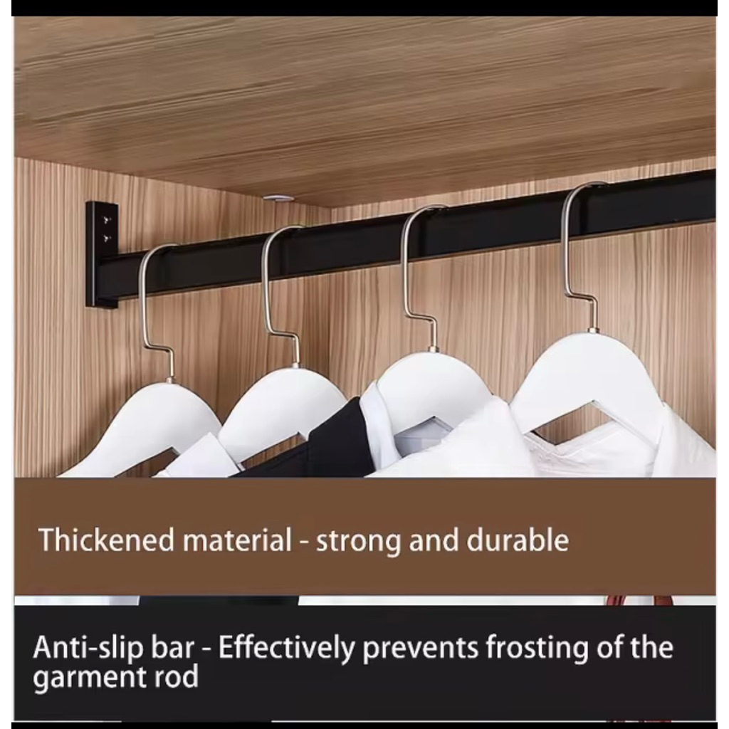 hanger rod for closet and wardrobe with 2 pcs end holder | Shopee ...