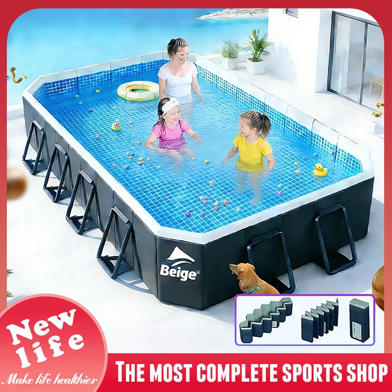 【Iron Support】Foldable Family Inflatable Pool 1.66M-4.06M Size for Home ...