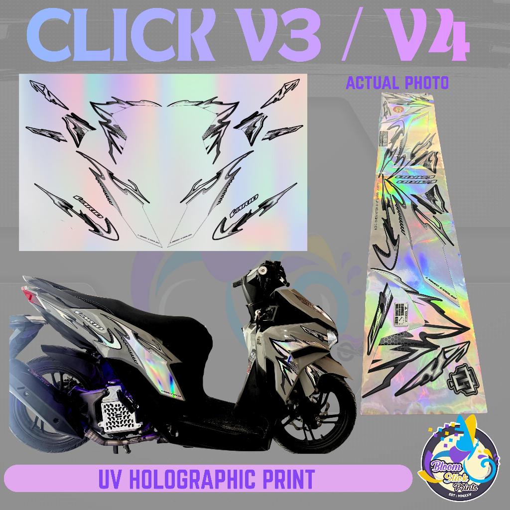 HONDA CLICK 125i V3 HELL FIRE UV HOLOGRAPHIC PRINT STICKER DECALS ...