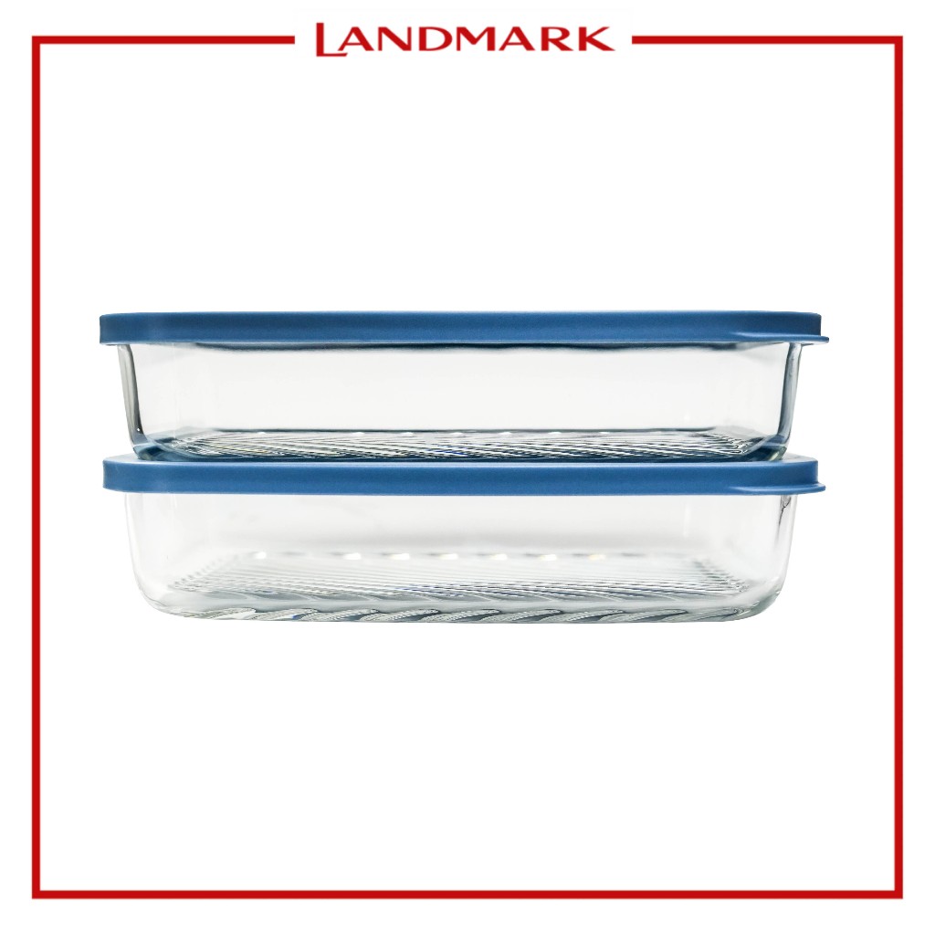 Masflex 2piece Rectangular Glass Container 1200ml with Lid | Shopee ...