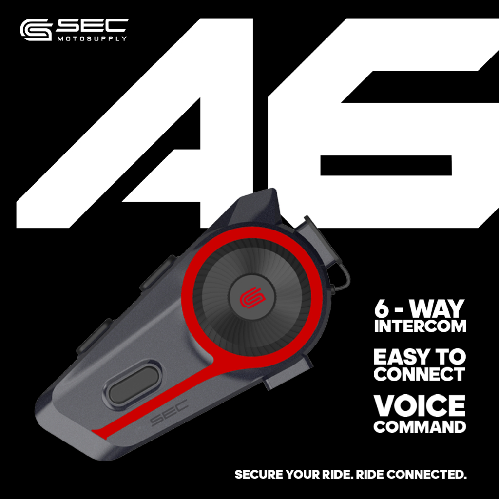 SEC A6 Motorcycle Bluetooth Intercom – 6-Way Connection & Voice Command ...