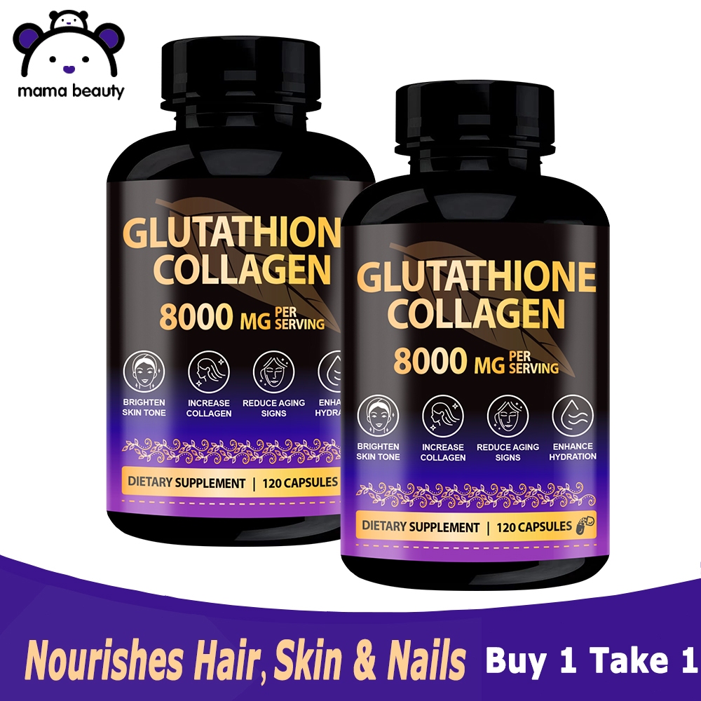 Mama Beauty Glutathione Collagen Glow Capsule 8000 MG Promote Hair and Nail Whitening Supplement