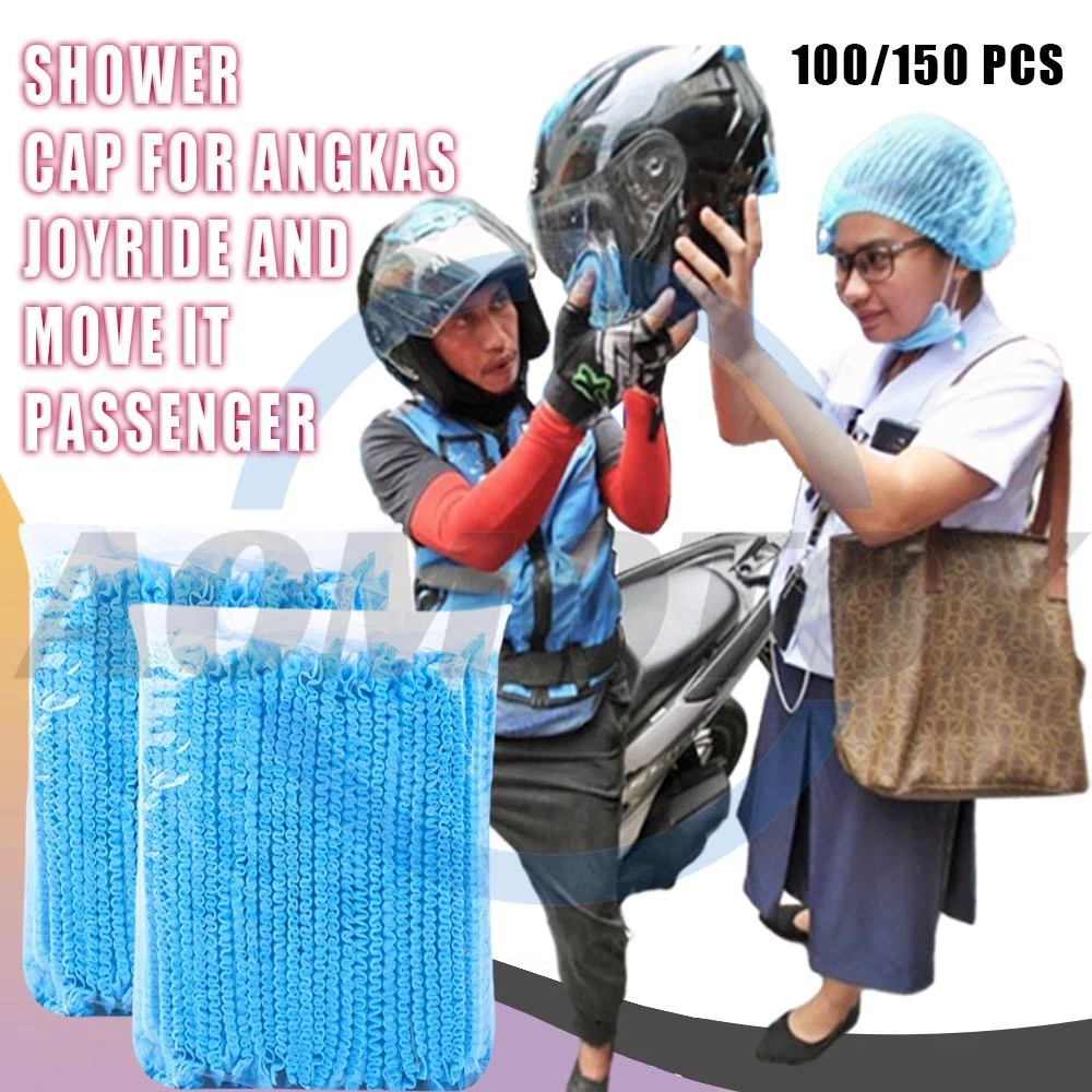100PCS Shower cap for Angkas and Joyride Passenger (BLUE) Bouffant Cap ...