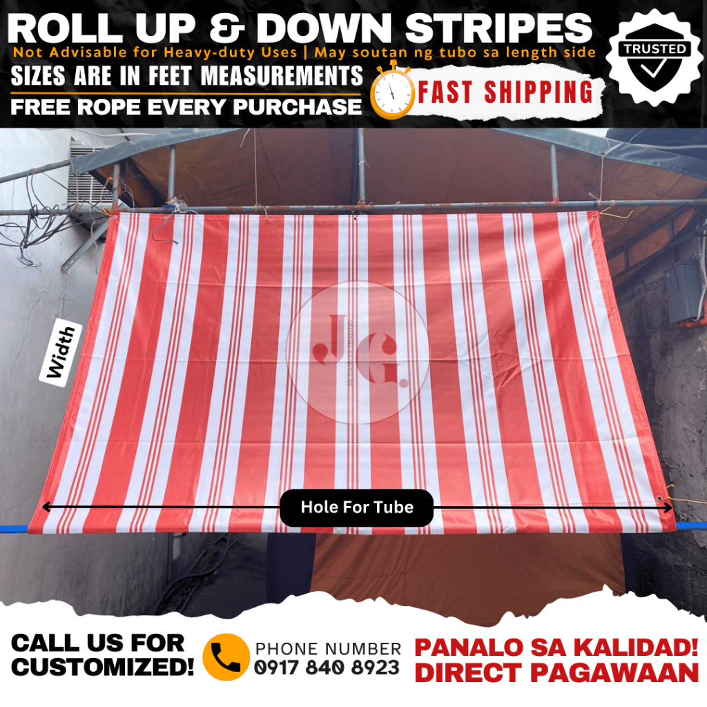 4x7ft Stripes Roll Up and Down Tarpaulin 100% High Quality Waterproof ...