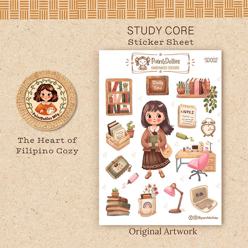 Study Core Sticker Sheet, Cute Aesthetic Academia Sticker, Journal ...