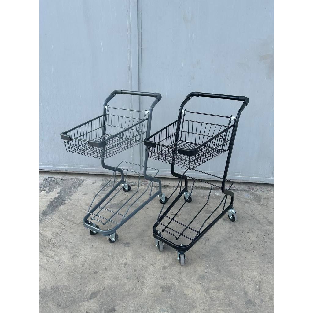 Shopping Cart Black Heavy Duty double deck with grocery basket | Shopee ...